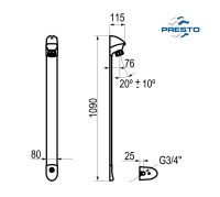 MEDIDAS GRIFO DUCHA ELECTRONICO SENSIA PRESTO